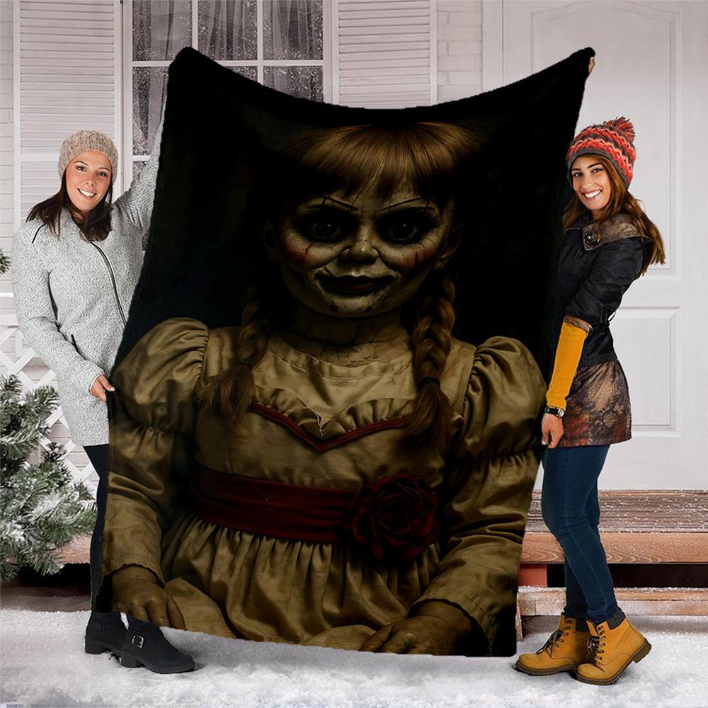 1 pezzo Bambola Annabelle, Coperta in Flanella da Esterno Horror Regalo per Ragazzi Ragazze Adulti, Famiglia Amici