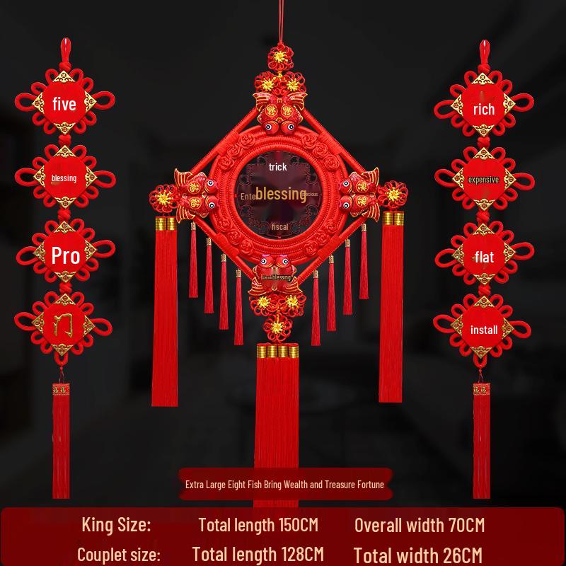 Großer Pfirsichholz Fu-Zeichen Anhänger für das Wohnzimmer: Chinesische Knoten-Dekoration für Wand oder Tür