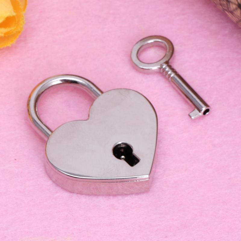 Metal for Wish Lock Mini Heart Archaize Padlocks With for Key Jewelry Box Decorative Padlock for Lovers, Girls, Students