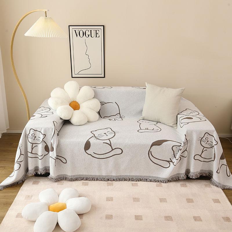 Cartoon Cat Sofa Cover Cloth for All Seasons, Anti-ski Neil Cushion, Anti-cat Scratch, Full Cover Sofa Cover Cover Towel
