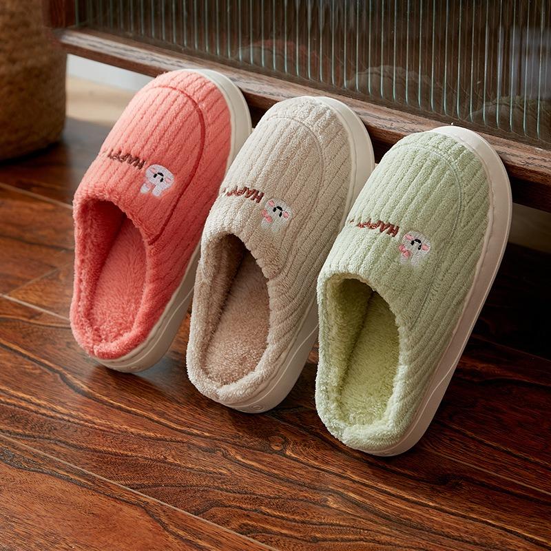 Cotton slippers women's indoor household thick-soled non-slip couple velvet warm bag head confinement shoes