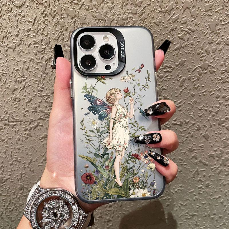 Pretty Butterfly Wing Little Girl Phone Cover For for IPhone 13 12 Mini 11 Pro Max 16 Pro Max 15 Pro 14 Plus Laser Phone Cases