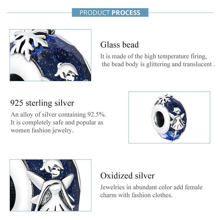 WOSTU 925 Sterling Silver Snow Fairy Charm Plated Platinum Beads for 3MM Original Bracelet Jewelry DIY Bangle