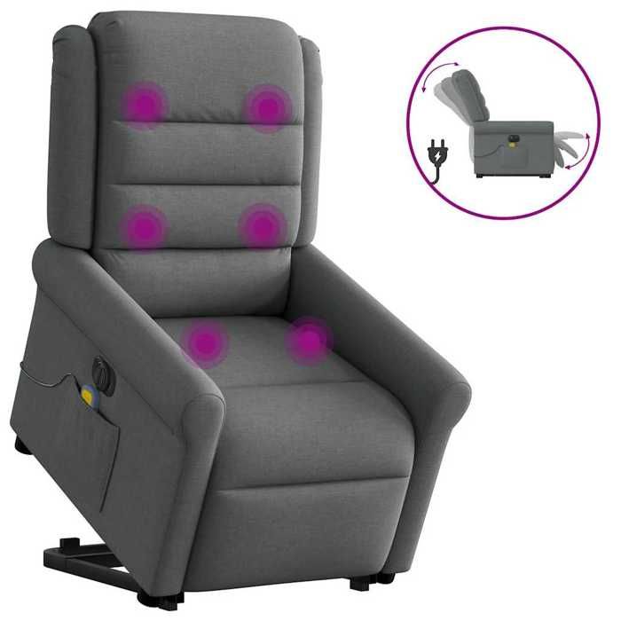 VidaXL Electric Massage Recliner Dark Grey Fabric 3303345