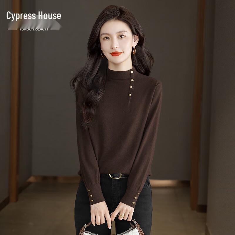 

Sybill She Women s Long Sleeve Semi-High Collar Short Knit Pullover M
