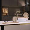 Bicycle Table Clock Mini Bike Model Alarm Clock Battery Powered Decorative Metal Tabletop Clock for Living Room Kitchen Bathroom Office Desk Shelf