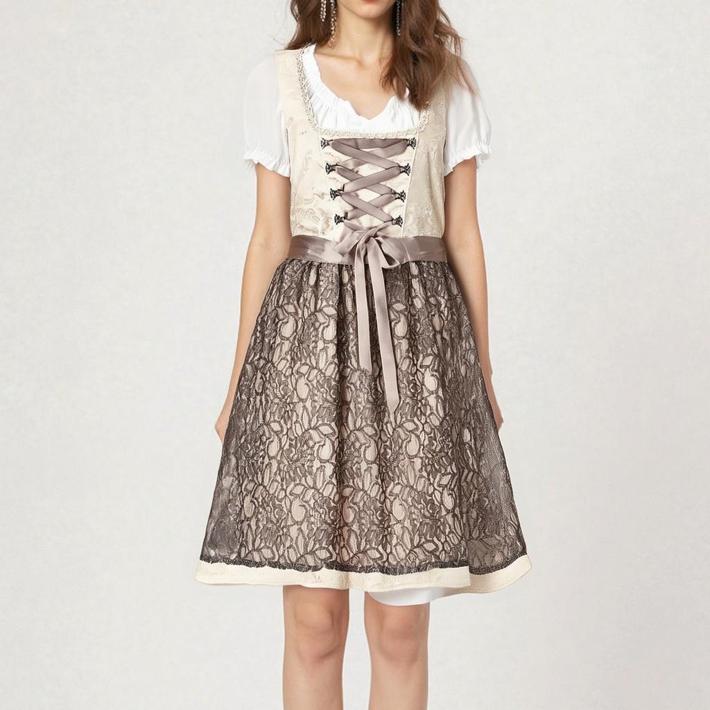 Costum Festivalul Berii Costum de Scenă Bavarez pentru Femei Rochie cu Decolteu Pătrat cu Imprimeu Floral