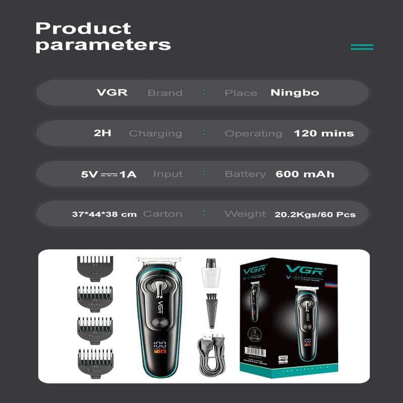 New Electric Hair Clipper LCD Digital Display Hair Salon Oil Head Sharp Blade Rechargeable Dual-purpose Men's Electric Hair Clipper Razor