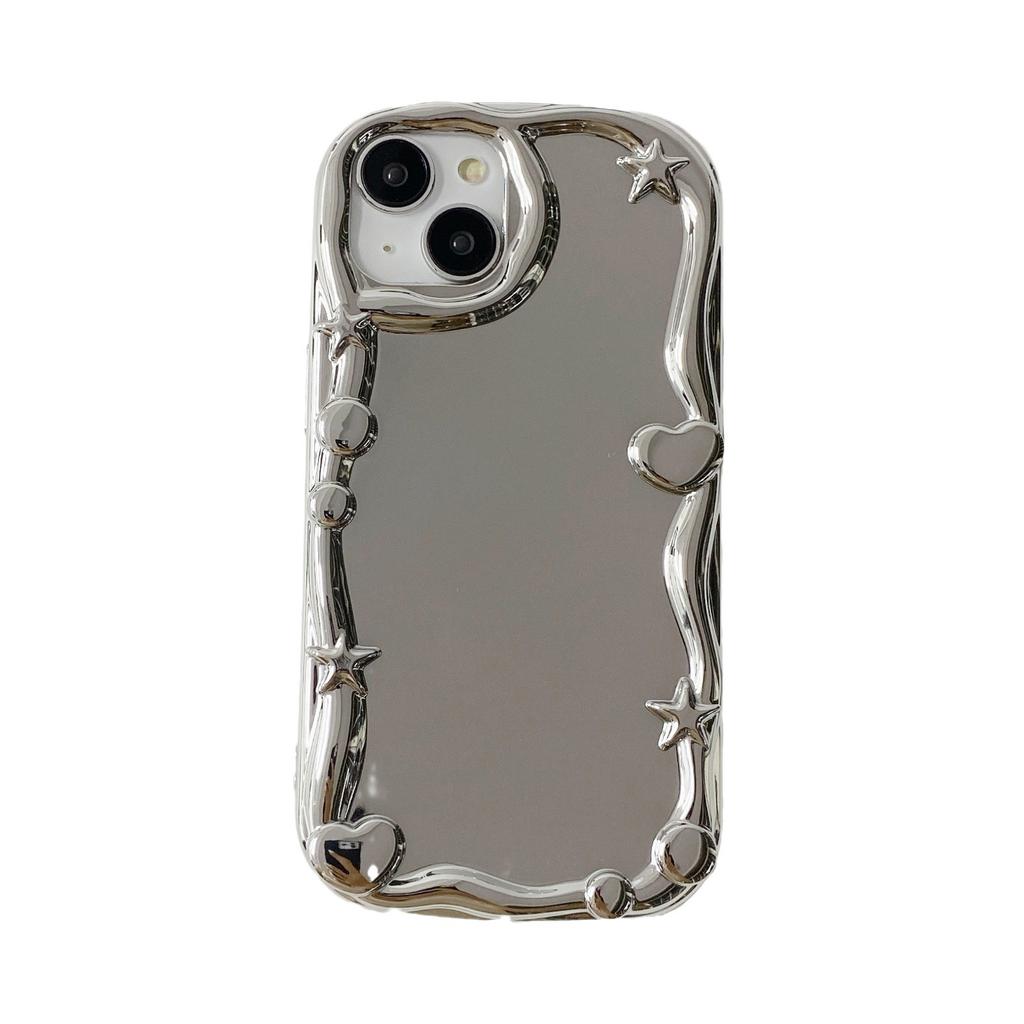 Irregular Electroplating Mirror Suitable for Apple 15 Mobile Phone Case Love IPhone13 16promax Full Cover Soft Shell