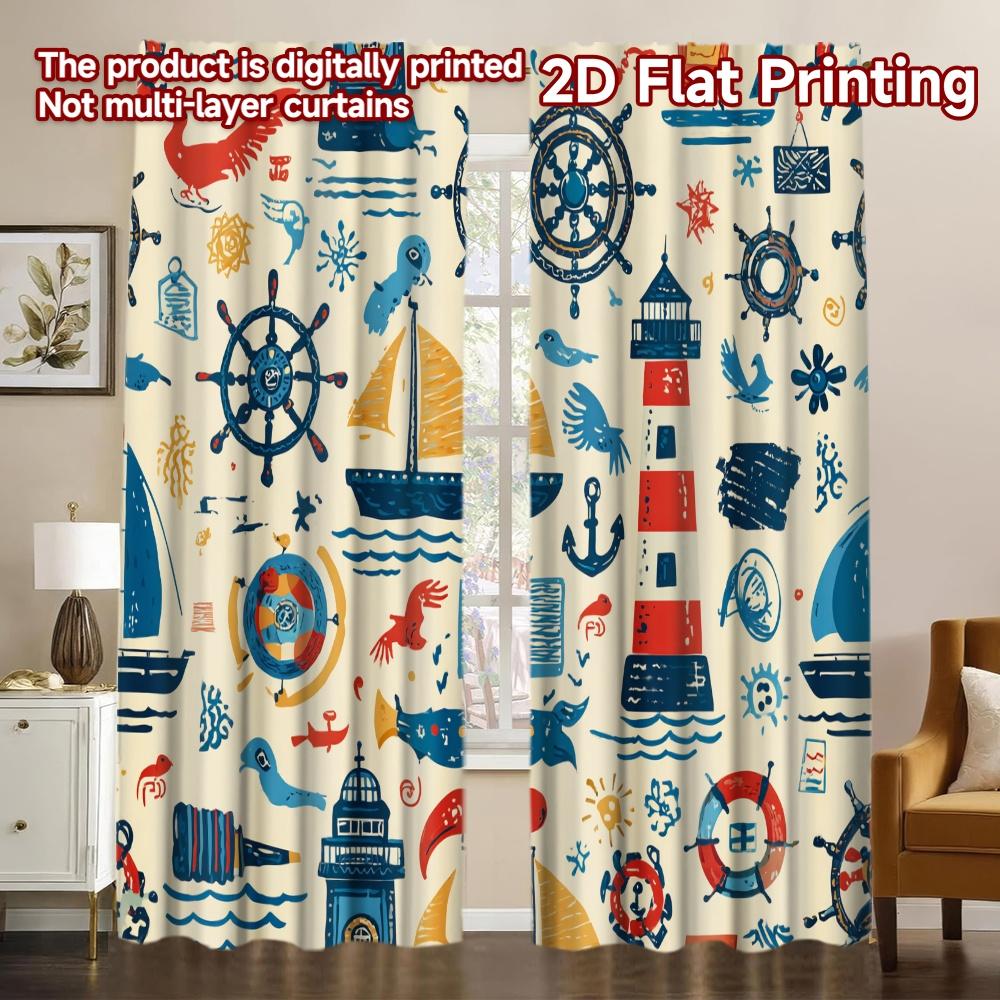 2D FLAT PRINTING 2pcs Curta (easter Decor) Nautical Adventure Design Fashionable Modern Curta Yarn Curta Easter