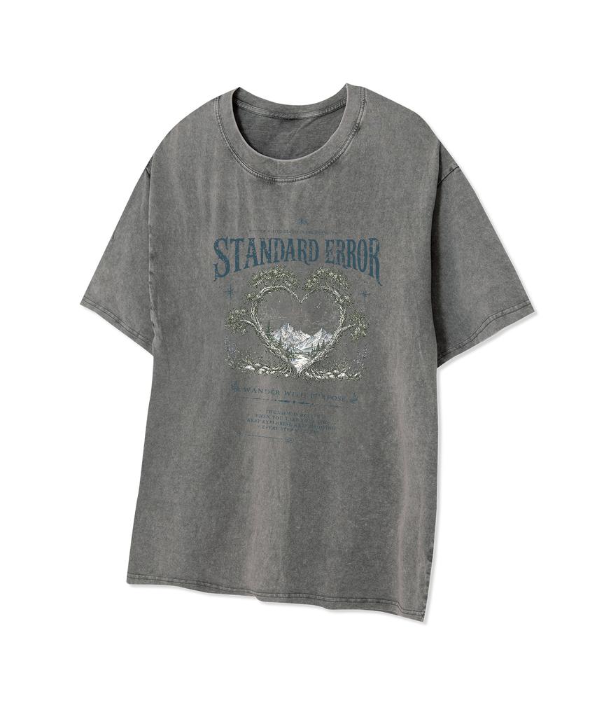 STANDARDERROR 87-Stan336 Nature Heart Pigment Short Sleeve T-Shirt (3 Colors)