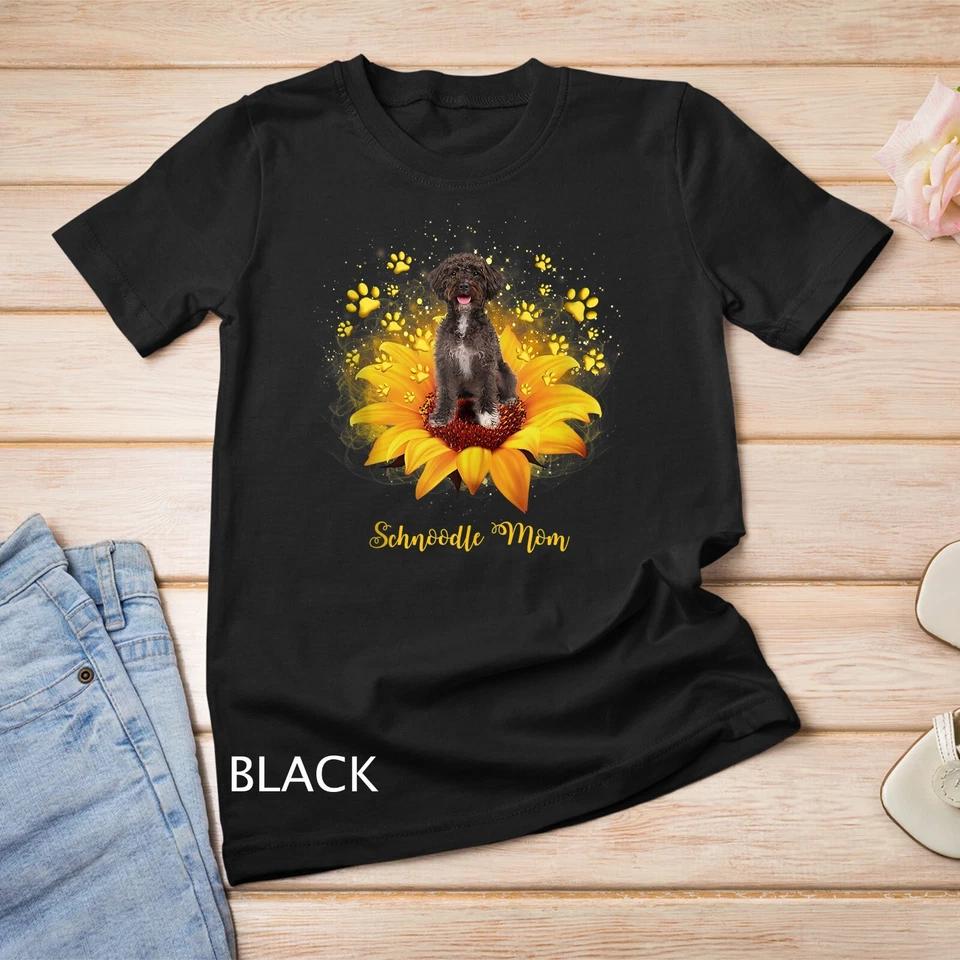 Schnoodle Mom Sunflower With Dog Paw Mother s Day Unisex T-shirt 1 3XL