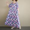 Short Sleeve Plus Size Vintage Floral New In Dresses for Women Casual Loose Long Summer Dress