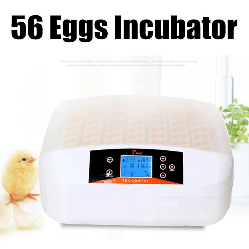 56 Eggs Digital Intelligent Auto Incubator 80W Temperature Control Digital Poultry Hatcher Fully Automatic Home Hatching