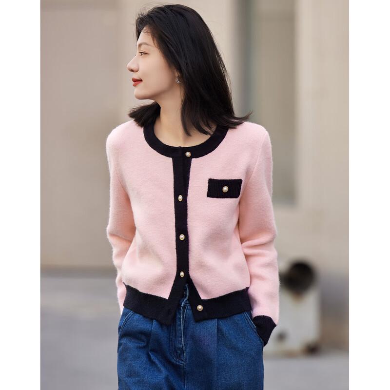 Damen Strickjacke im französischen Stil mit Farbblock