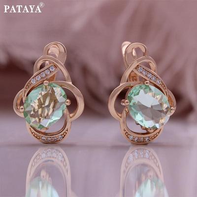 Brincos femininos de zircônia artificial incrustados em ouro rosa, azul-claro e ovo de Robin
