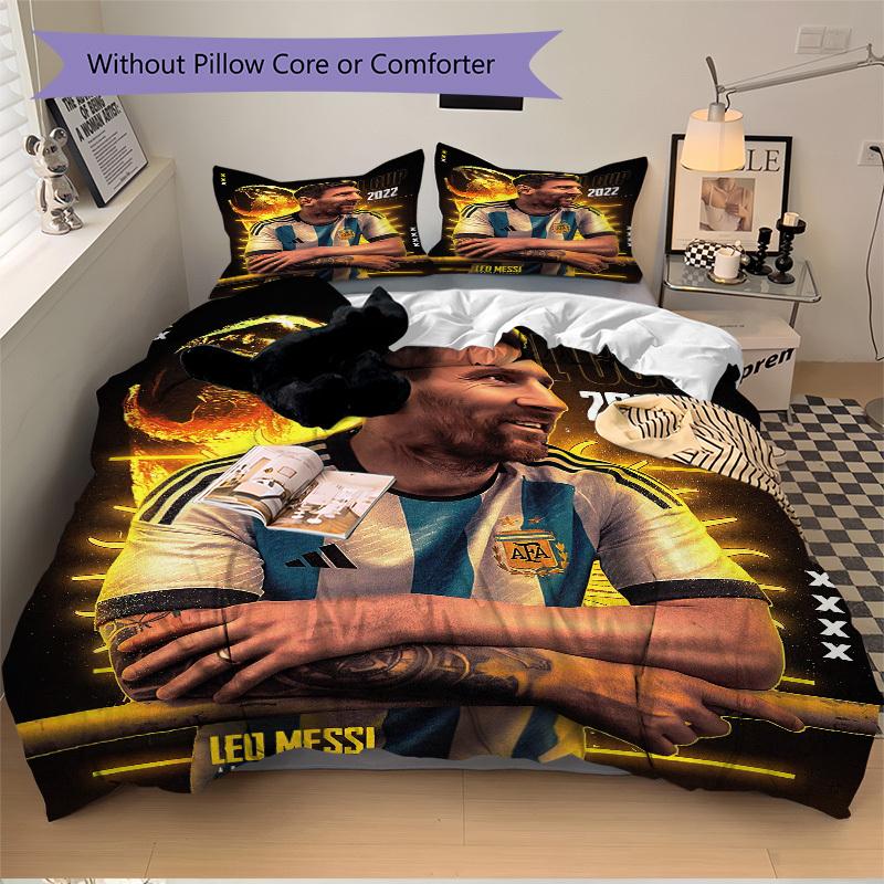 Football fansArgentina 2022 World Cup Bedding Set Comforter Cover Gift for Bedroom,Includes 1 Cover and 2 Pillowcases, No InsertB236
