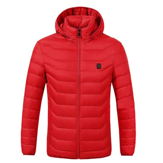 Heating Jacket Stand Collar Pockets 2 Heating Areas 3 Levels Adjustable Hooded Coat for Men