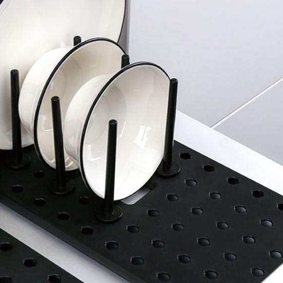 1 Set Bowl Storage Large Capacity Adjustable Black Useful Telescopic Dish Plate Drying Rack for Dish