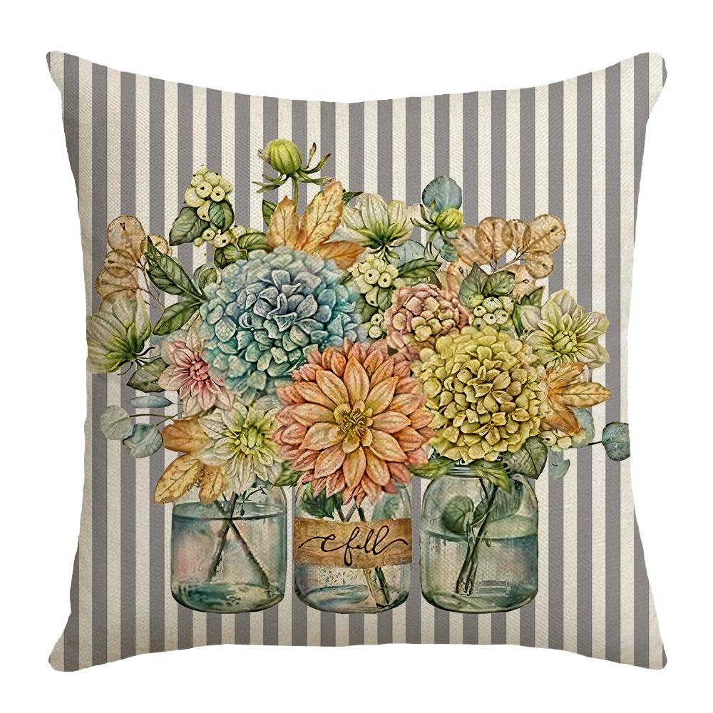 

Autumn Floral Letter Pillow Linen Office Sofa Cushion Living Room Waist Pillow Case 45 * 45Cm (without core)