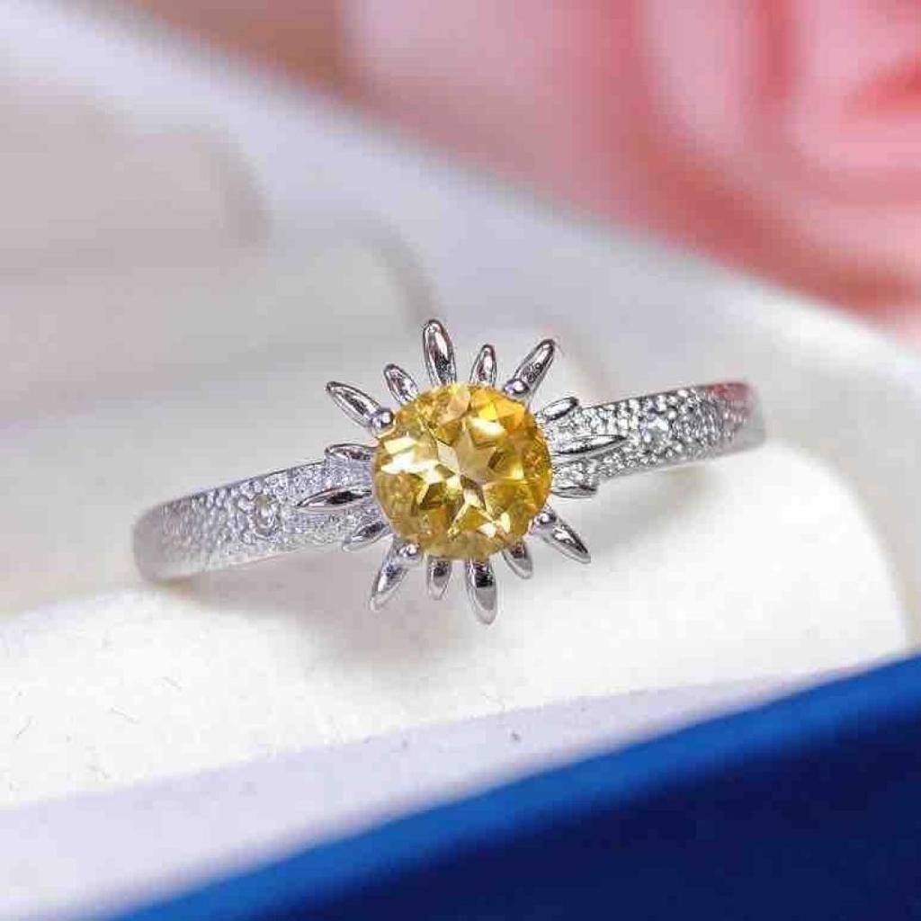 2025 Women's Fashion Yellow Crystal Ring with S925 Silver