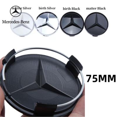 C200 E300 Hot 2026 New For Benz 4Pcst 75MM 3D Car Wheel Center Hub Cap Covers For Mercedes Benz Black Badge Rim Cover Auto Style