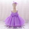 One-Year-Old Baby Princess Dress with 3D Floral Design for Special Events or Piano Performances