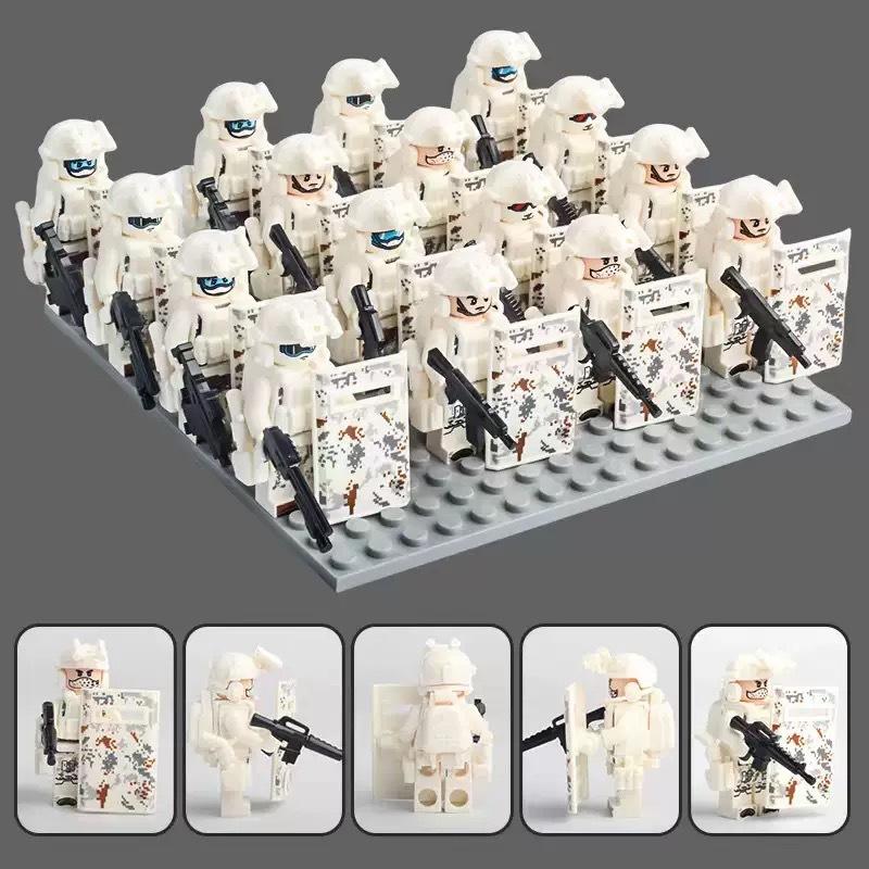 Building Block Military Minifigures Ghost SWAT Special Forces Weapons Shield Dolls Boy Assembling Toys