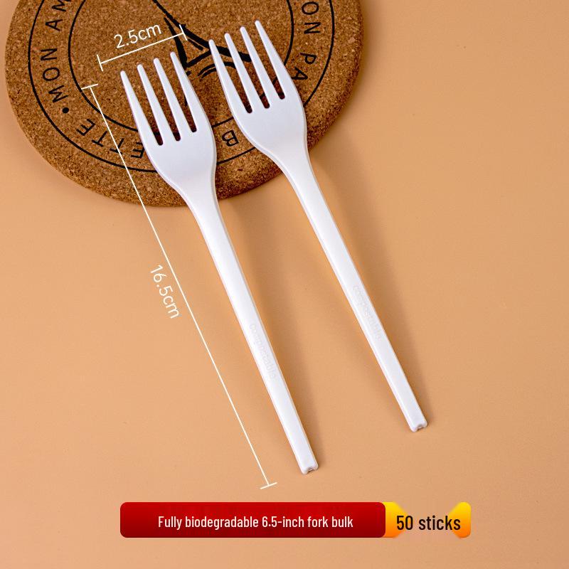 Disposable Biodegradable PLA Cutlery Set: Knife, Fork, Spoon with Long Handle and Thick Design