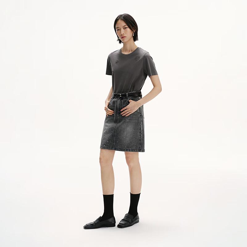broadcast Women's High-Waist Washed Denim Skirt