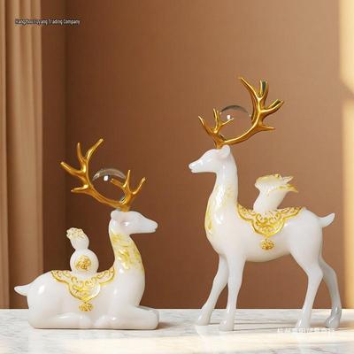 Jade Deer Ornament: Auspicious Decor for Wine Cabinet, Living Room, or Entryway - Ideal Housewarming Gift