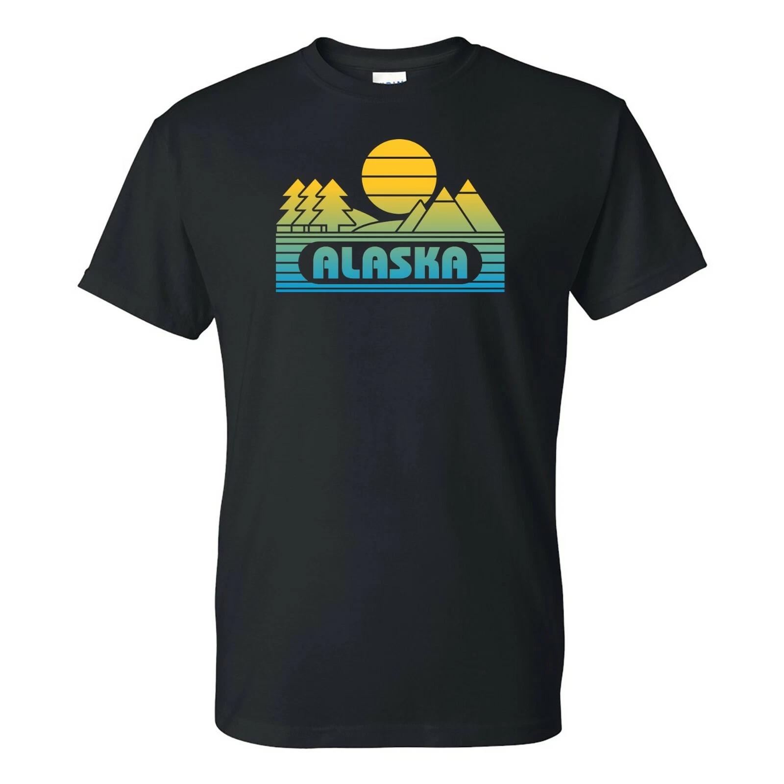 Alaska Groovy Sunset - Landscape Vacation Home State T Shirt - Black 3XL