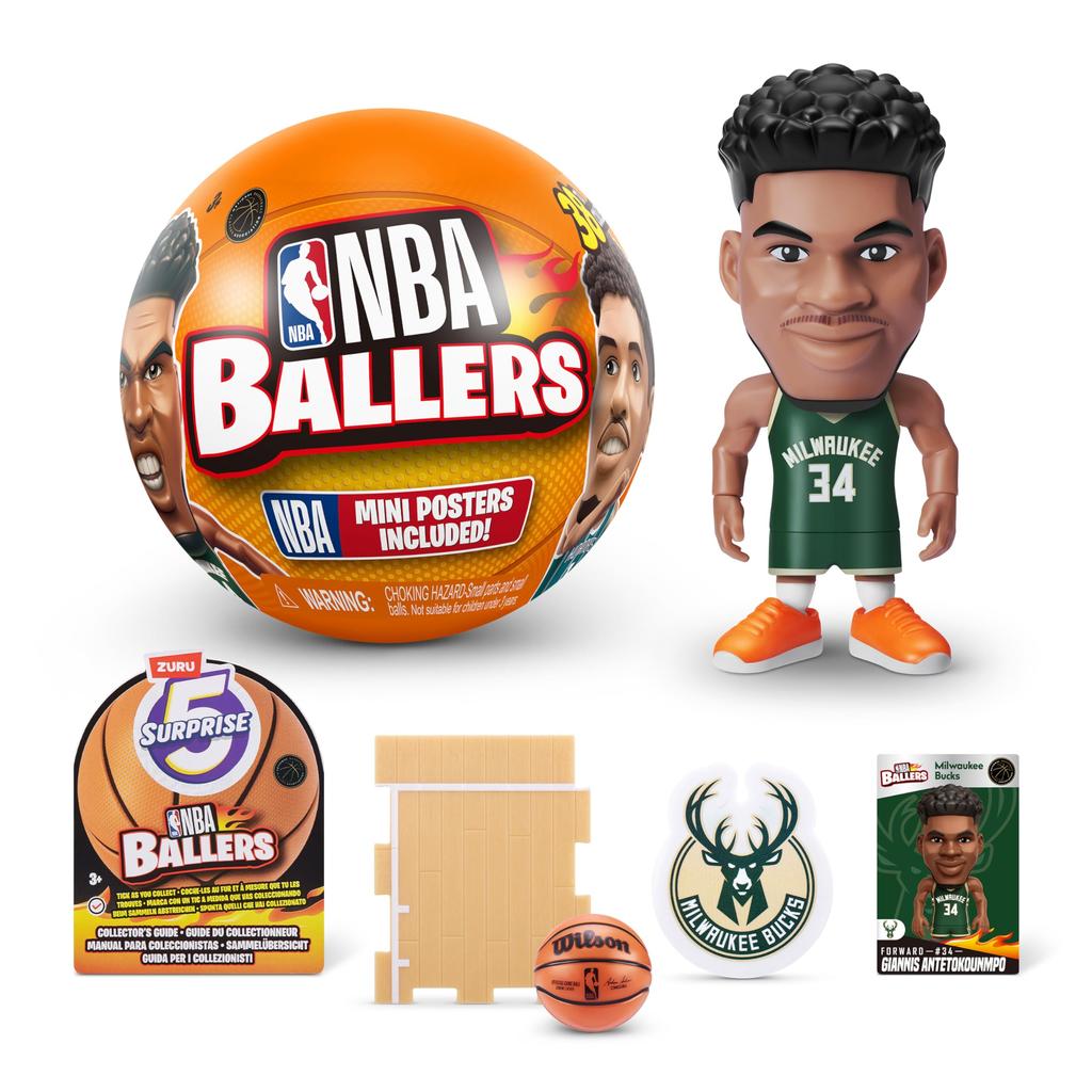 ZURU 5 Surprise NBA Ballers Series 1 Collectible Mystery Capsule Toy for Girls, Realistic Miniature Baby Playset Accessories