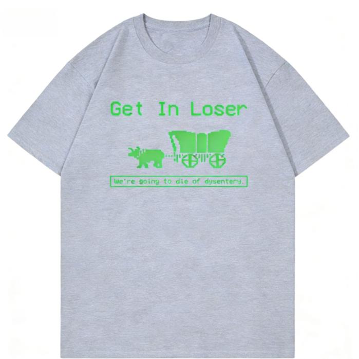 Spring and Summer New Menswomens Get in Loss Fun Printed Cotton Tshirt Fashionable Casual Short Sleeved Round Neck Tshirt