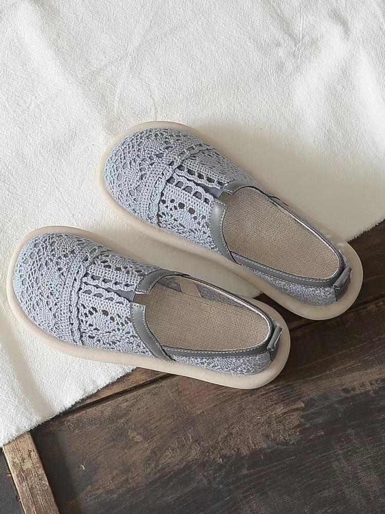 

Женская обувь Baotou, летние новые полые дышащие сетчатые туфли, литературные ретро-туфли на плоской подошве, женские сандалии 35