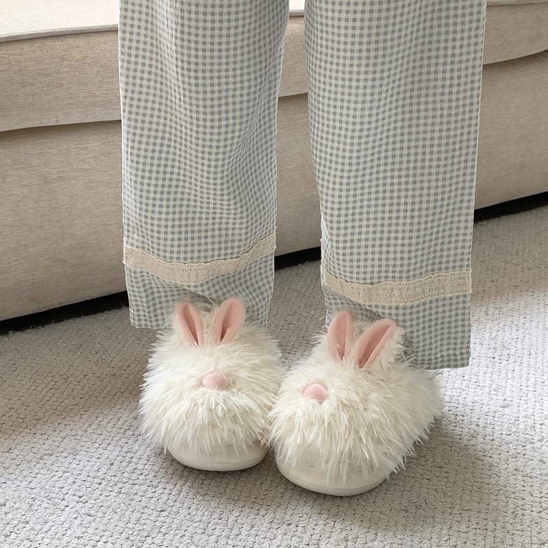Source Cute Cartoon Less Heart Bunny Bag Head Slippers Wear Autumn and Winter Thick Bottom Warm Hair Mop
