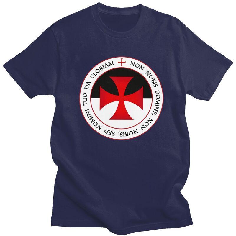 Custom Knights Templar Cross T Shirt for Men Pure Cotton Tshirt Casual Tee Short Sleeves Christian Crusader Seal Tshirt