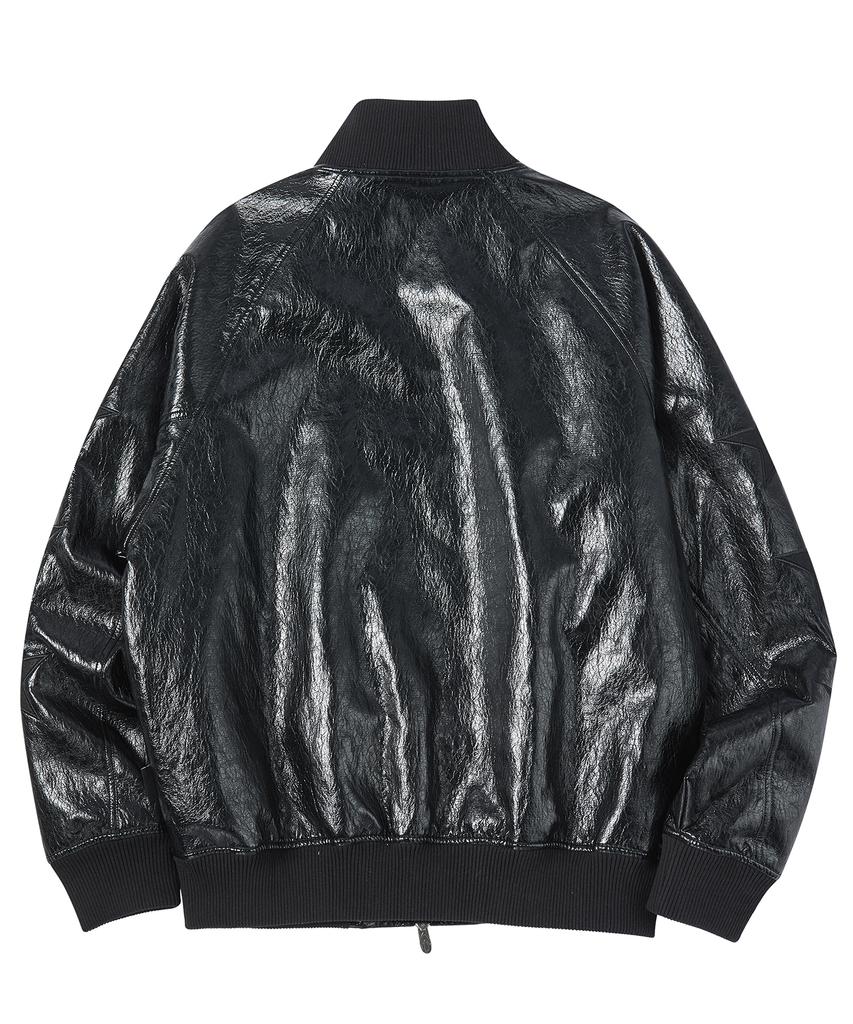 Travel Star Sleeve Synthetic Leather Jacket Black