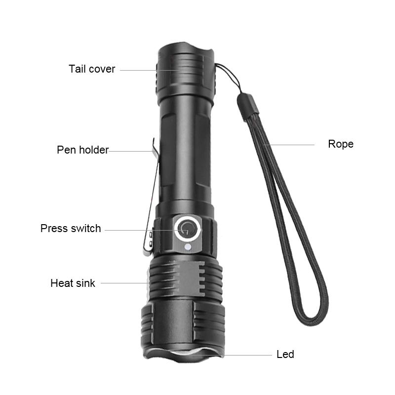 Tactical Flashlight Zoomable Red/Green/UV/White Powerful Torch USB Rechargeable Hunting Torch Professional Night Scout Lights
