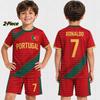2026 Zēnu Ronaldo #7 Futbola Džersija T-krekls Šorti Komplekts Sievietēm Vīriešiem PORTUGĀLE Futbola Faniem Krekls Šorti Komplekts Bērniem Treniņtērps 2 Daļu Komplekts