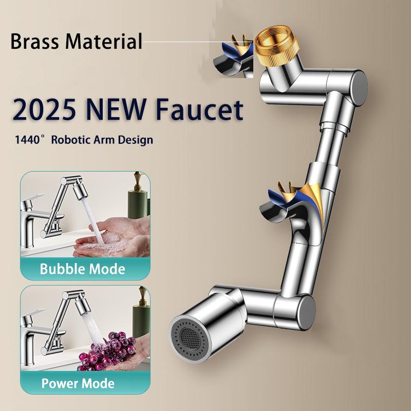 Metal Copper 1440° Rotation Faucet Aerator Extender Retractable Swivel Robotic Arm Faucets Extension Nozzle Kitchen Sprayer