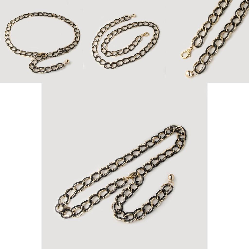 Ladies Double Chain Metal Waist Belt With Gold Finish For Summer And Winter Outfits