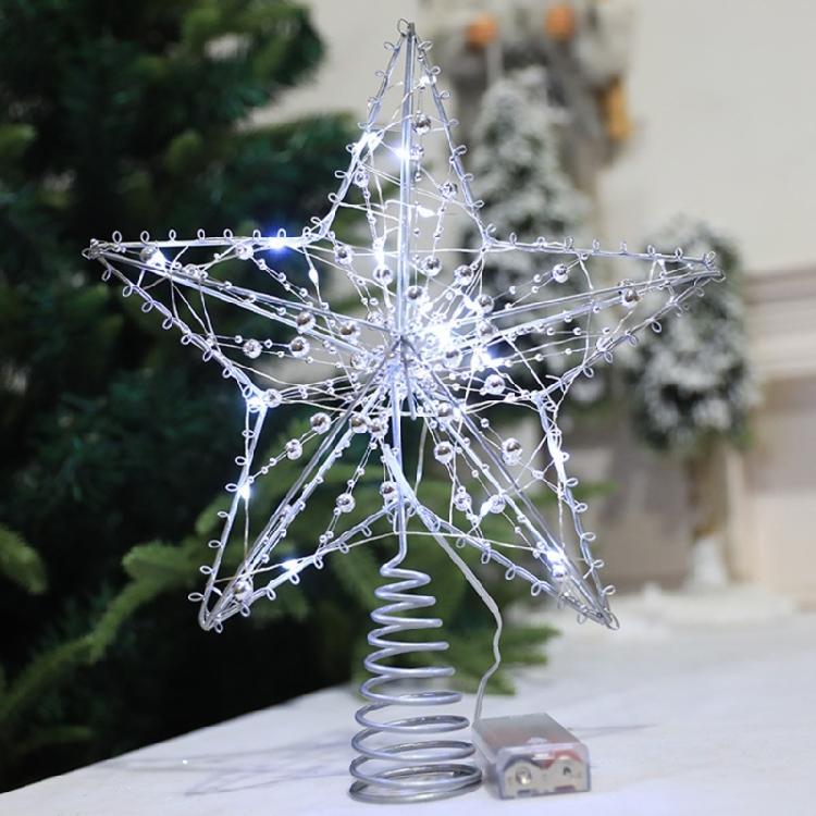 Weihnachtsbaumspitze 5-zackiger Stern mit LED-Licht Baumdekoration Bäume Stern