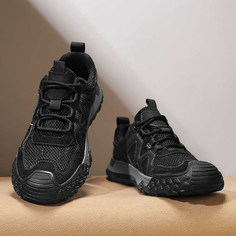 Fashion With Holes Lace-up Outdoor Hiking Shoes Sneakers Men's Sport Running Sneakers Luxury Brand Authentic Fitness Novelties