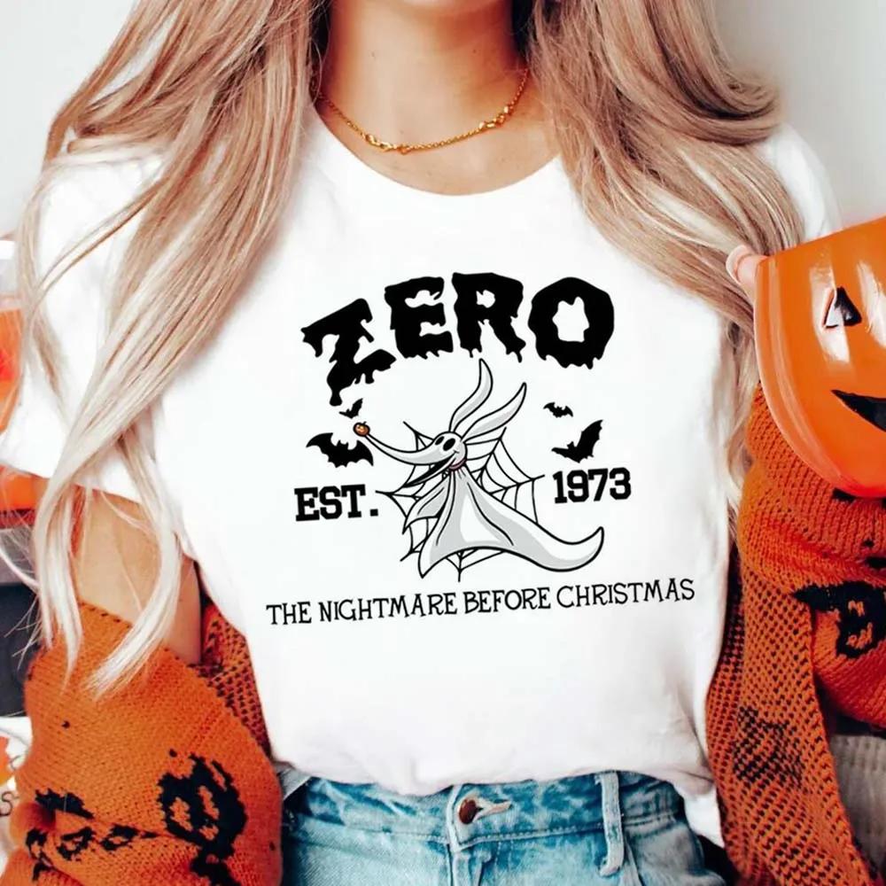 

Кошмар перед Рождеством Зеро Модный Ретро Женский Принт Круглый Вырез Одежда Мультяшный Узор Футболка Летний Повседневный Стиль Топ. 4XL