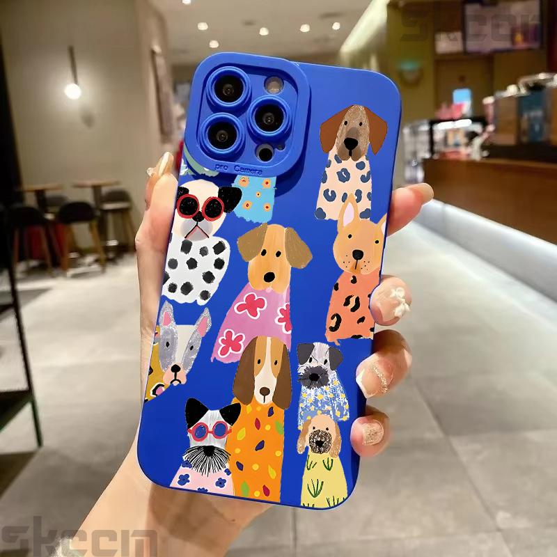 

Забавный цветной дизайн с рисунком собаки Чехол для телефона Для iPhone 17 16 15 14 Pro Max 12 11 13 Mini 17 Air XS X XR 7 8 Plus 16e Мягкий чехол iPhone 12 mini