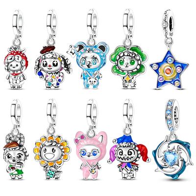 Copper Rabbit Fox Bear Charms Beads Fit Original Bracelet Charm Diy Jewelry Doll Series Pendants Dangle Gift For Woman
