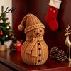 Cute Snowman Shelf Decor Christmas Ornament for Tabletop Decor Retro Resin Figurine Decorative Figurines Fireplaces with Knitted Texture Winter