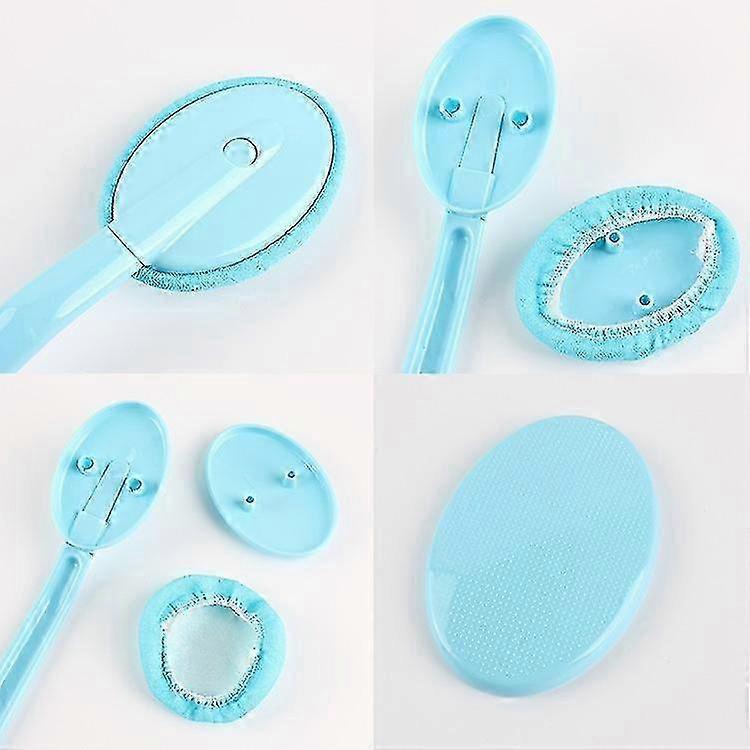 Removable Back Lotion Applicator - Single-side Body Bath Brush with Long Plastic Handle (1 Set)