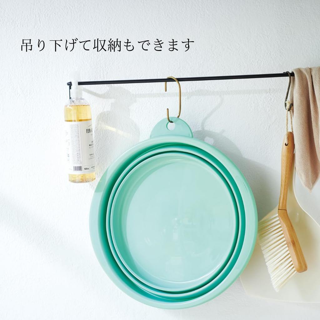 Isetou Soft Tub Beige 12L Width x Depth x Height Made in Japan Foldable Heat resistant up to Hook included Hanging Footbath Soaking Disaster